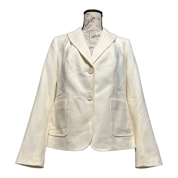 Talbots Season-less Wool Blazer Classic Off White 2 Button Single Breast Jacket - Picture 3 of 9